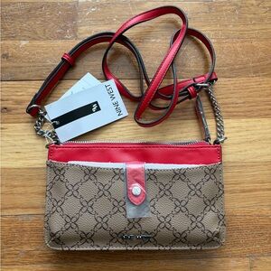 Nine West Tan and Red Clutch